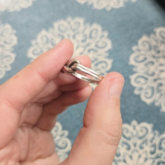 Vintage 925 Sterling Silver Rope Knot Ring, size 8 - Picture 12 of 13